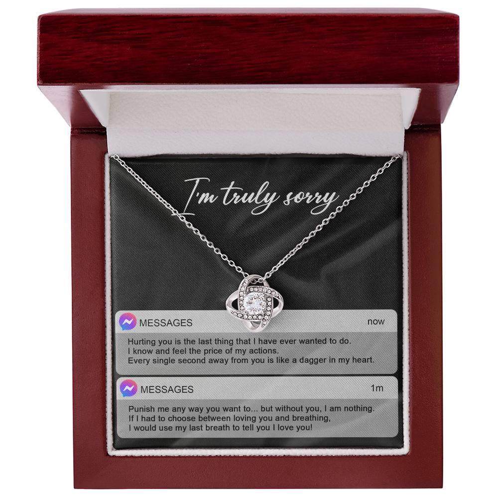 Gift for Girlfriend, Wife - Sorry, Away From You - Love Knot Pendant Necklace - Mallard Moon Gift Shop