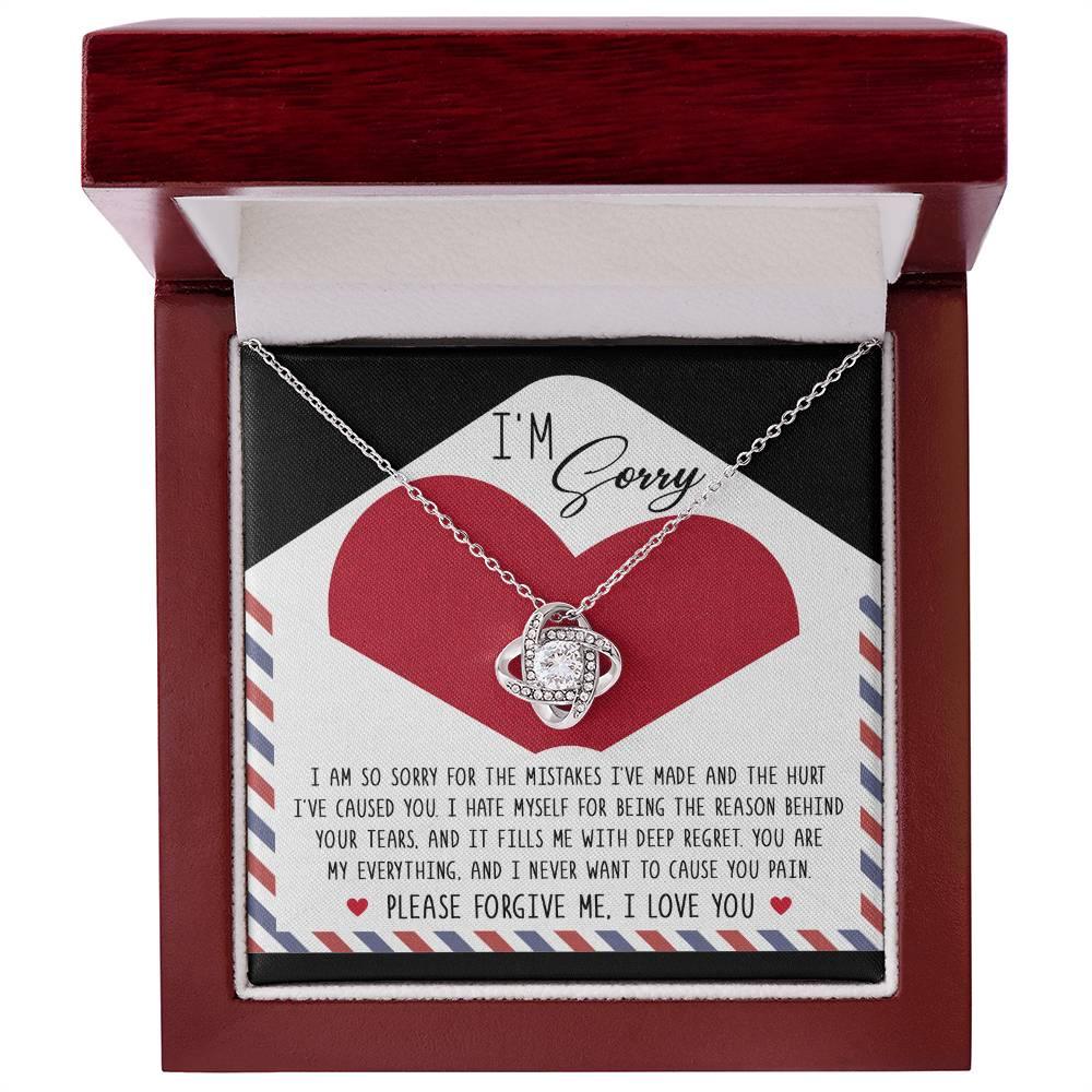 Apology Gift for Girlfriend, Wife, Soulmate - Sorry, Behind Your Tears - Love Knot Pendant Necklace - Mallard Moon Gift Shop