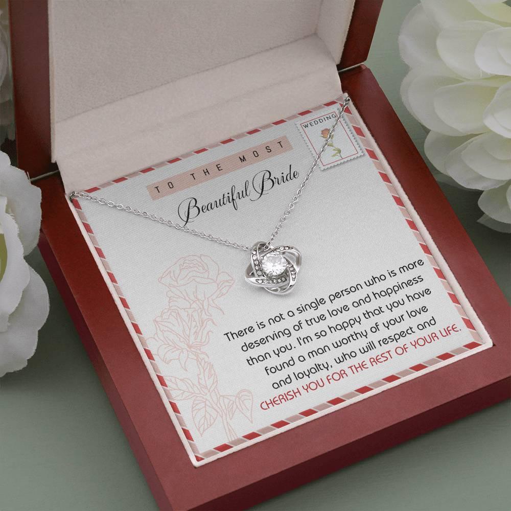 To The Beautiful Bride Wedding Gift Love Knot Pendant Necklace - Mallard Moon Gift Shop