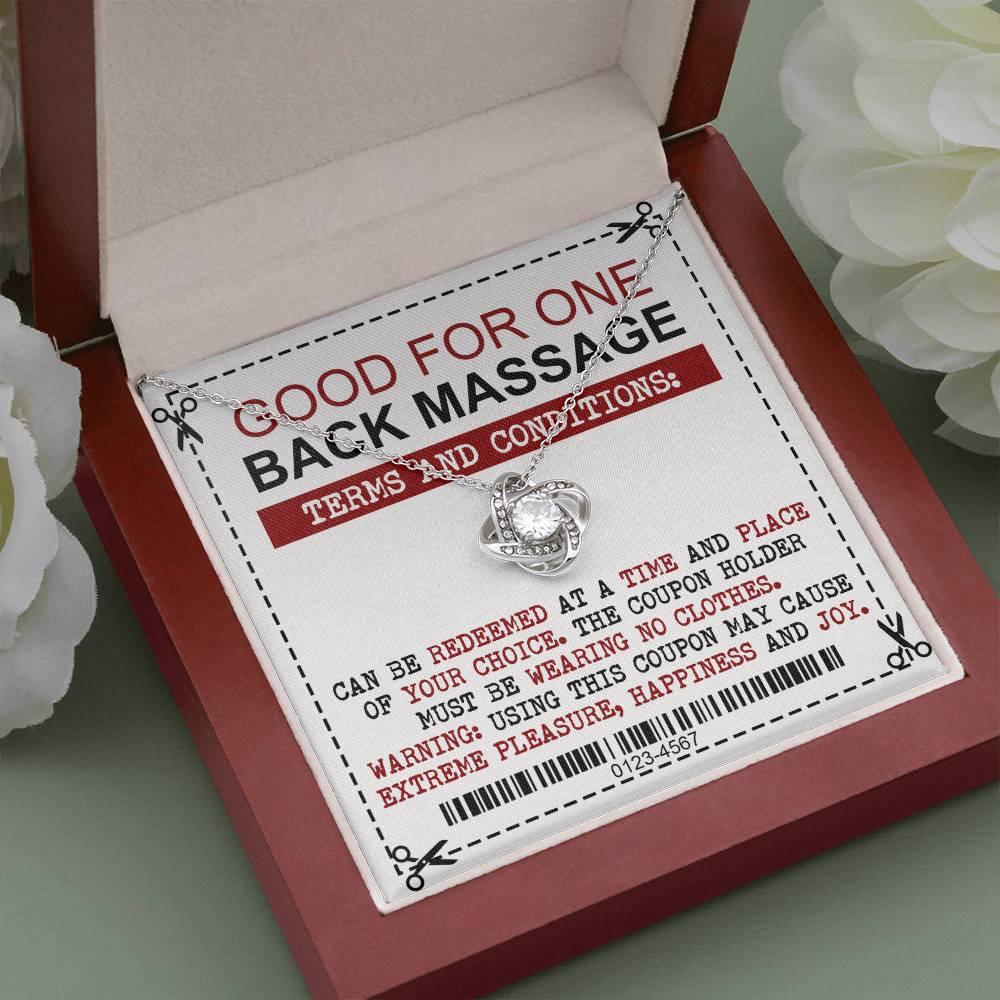 Gift for Wife Back Massage Coupon Love Knot Pendant Necklace - Mallard Moon Gift Shop