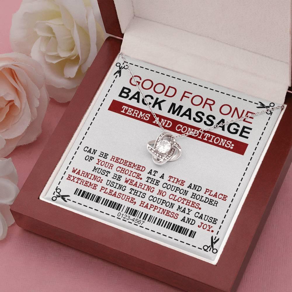 Gift for Wife Back Massage Coupon Love Knot Pendant Necklace - Mallard Moon Gift Shop