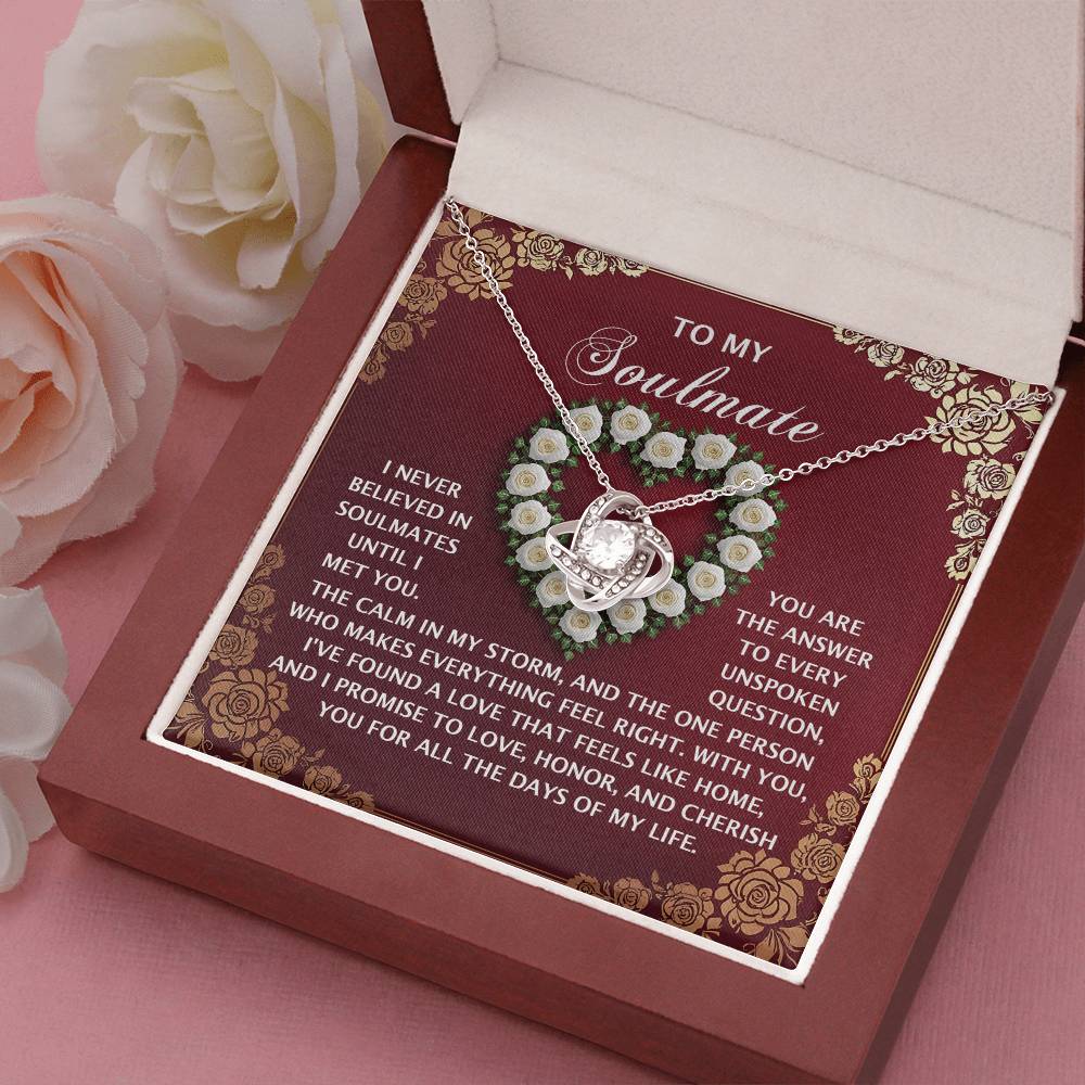 Romantic Gift for Her – Love Knot Necklace with Poetic Soulmate Card