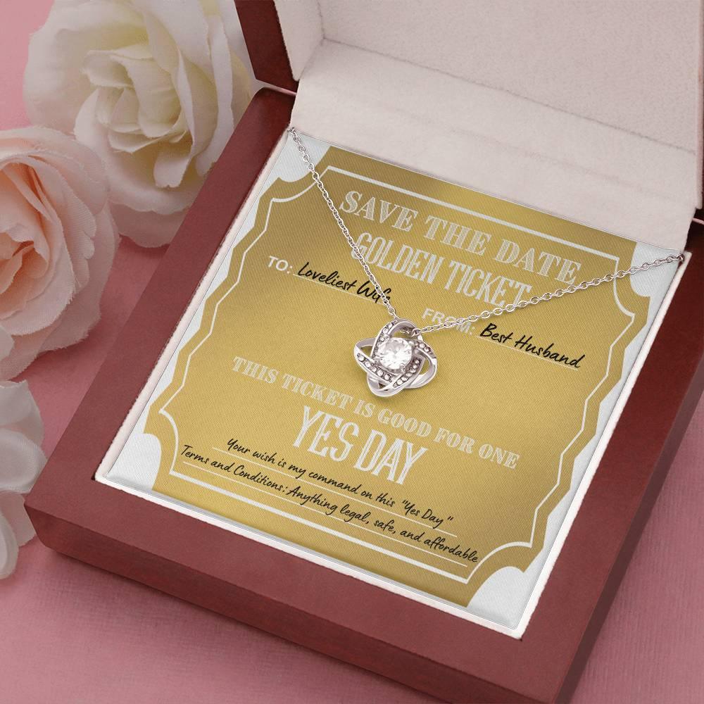 Wife Wedding Day Gift - Golden Ticket - Love Knot Pendant Necklace - Mallard Moon Gift Shop