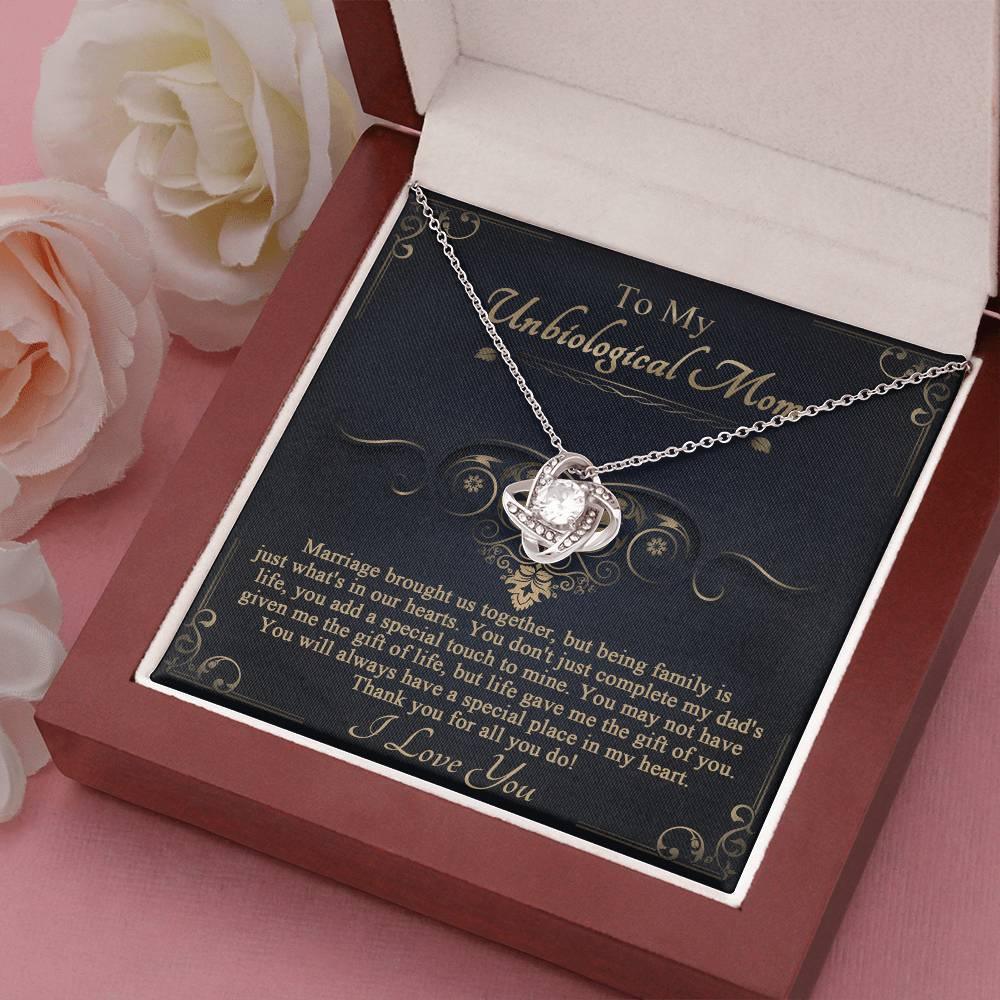 Gift for Unbiological Mother You Complete my Dad's Life Love Knot Pendant Necklace - Mallard Moon Gift Shop