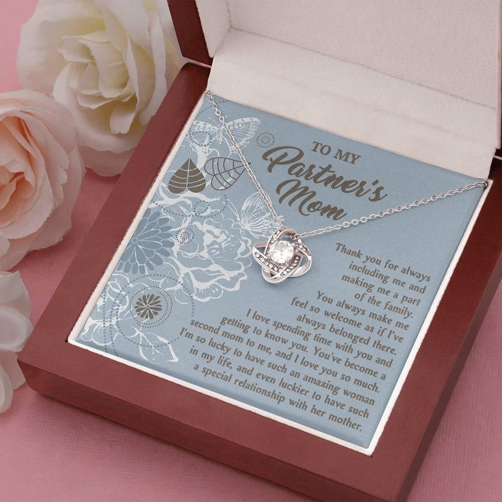 To My Partner's Mom You Make Me Feel Welcomed Love Knot Pendant Necklace - Mallard Moon Gift Shop