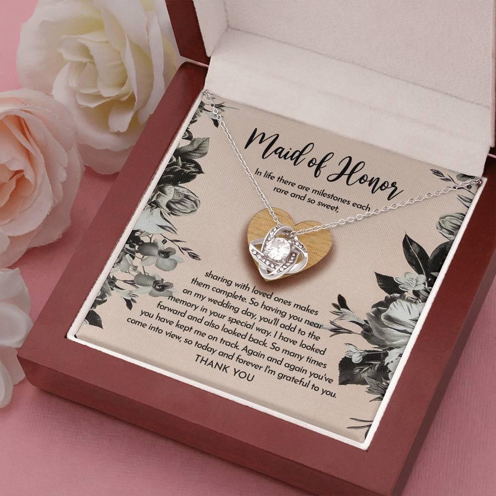 Maid of Honor Wedding Day Gift - My Wedding Day - Love Knot Pendant Necklace - Mallard Moon Gift Shop