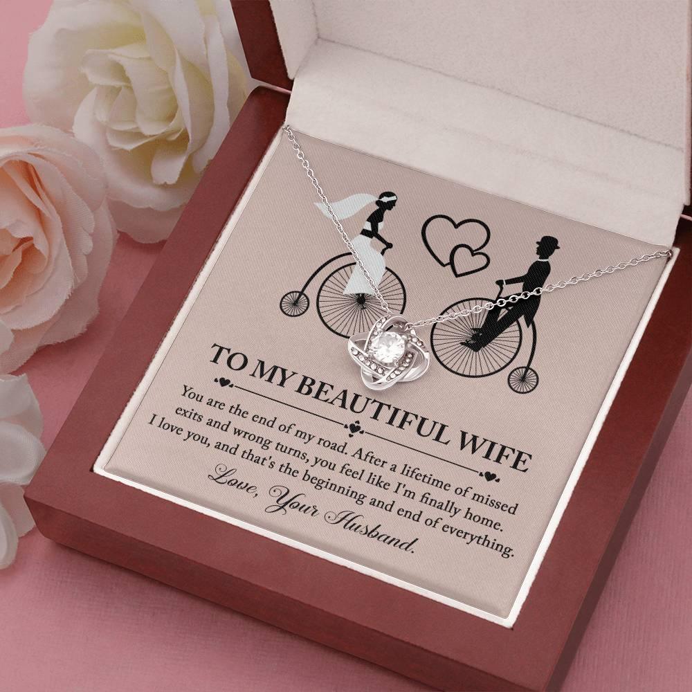 Wife Wedding Day Gift - I'm Finally Home Love Knot Pendant Necklace - Mallard Moon Gift Shop