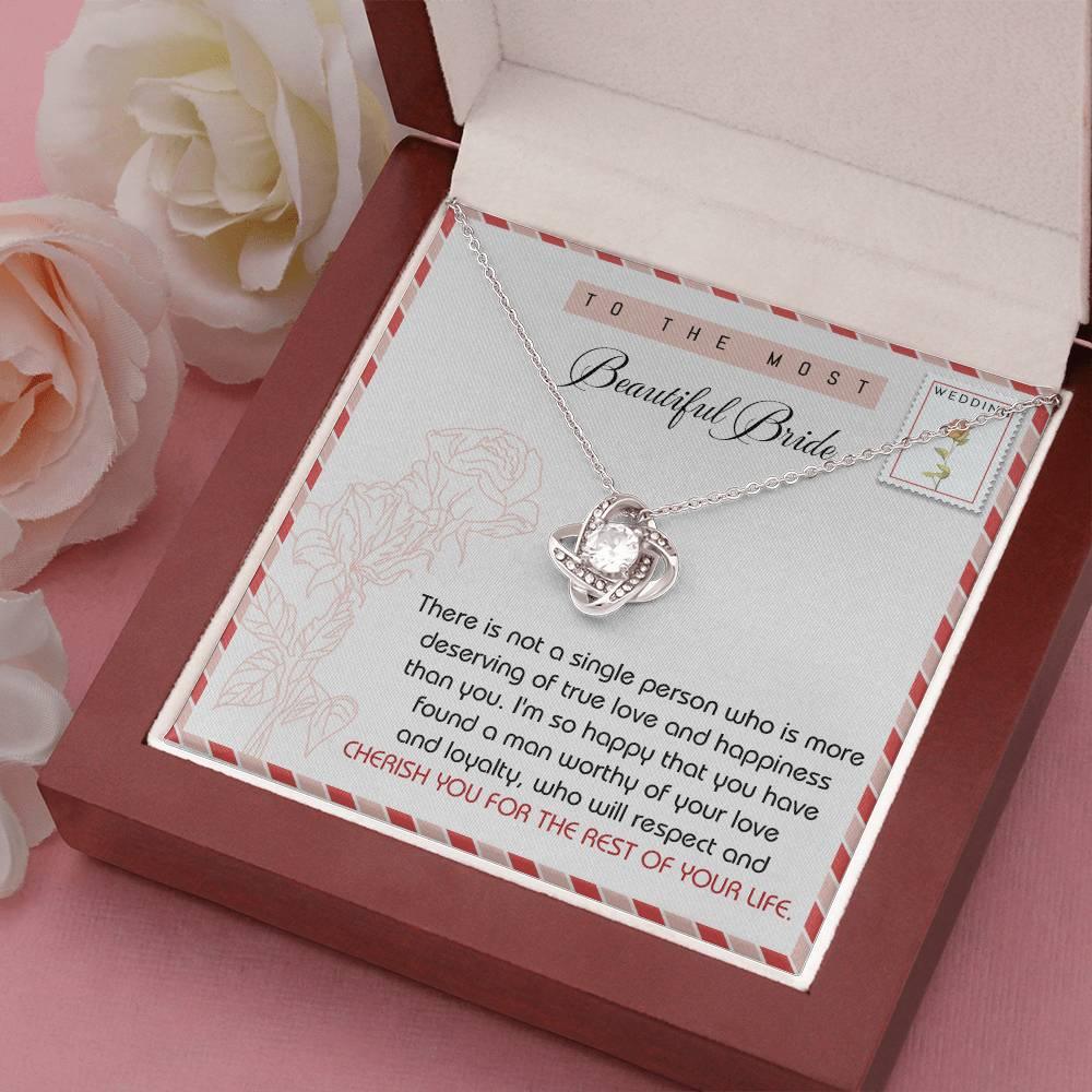 To The Beautiful Bride Wedding Gift Love Knot Pendant Necklace - Mallard Moon Gift Shop