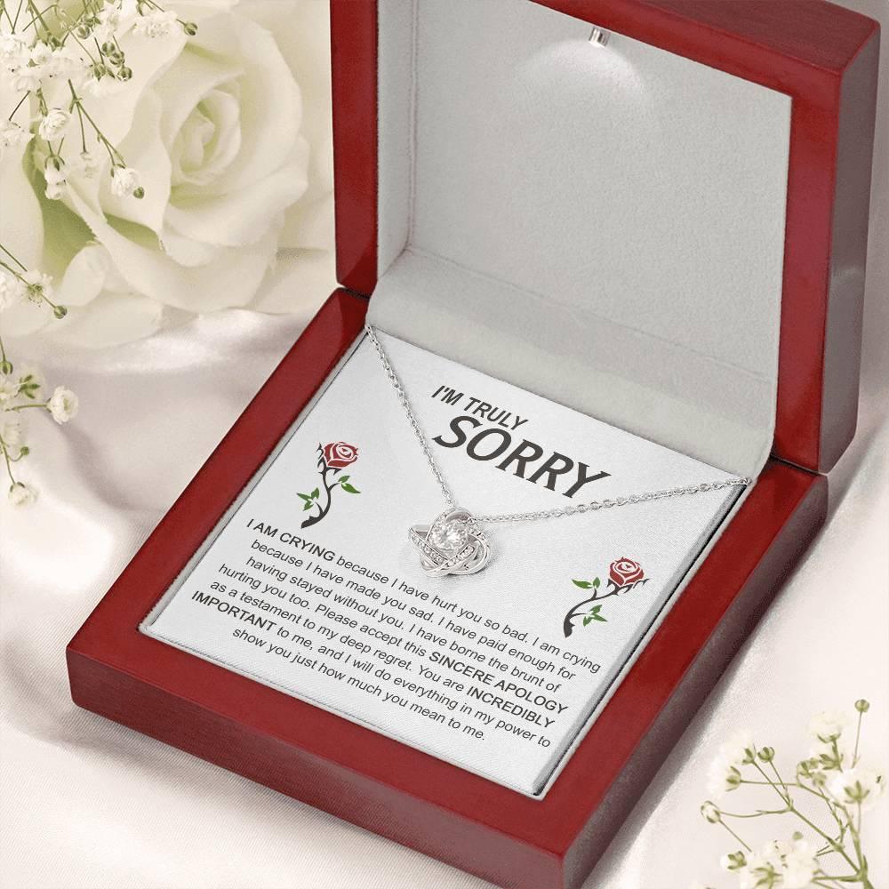 Apology Gift for Girlfriend, Wife, Soulmate - Sorry, Made You Sad - Love Knot Pendant Necklace - Mallard Moon Gift Shop