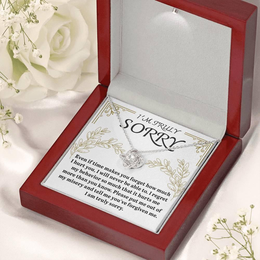 Apology Gift for Girlfriend, Wife, Soulmate - Sorry, It Hurts Me - Love Knot Pendant Necklace - Mallard Moon Gift Shop
