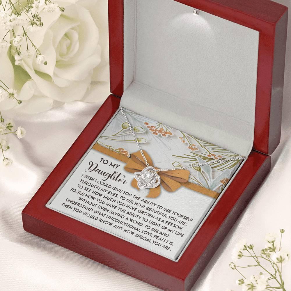 Gift for Daughter - Saying A Word - Love Knot Pendant Necklace - Mallard Moon Gift Shop
