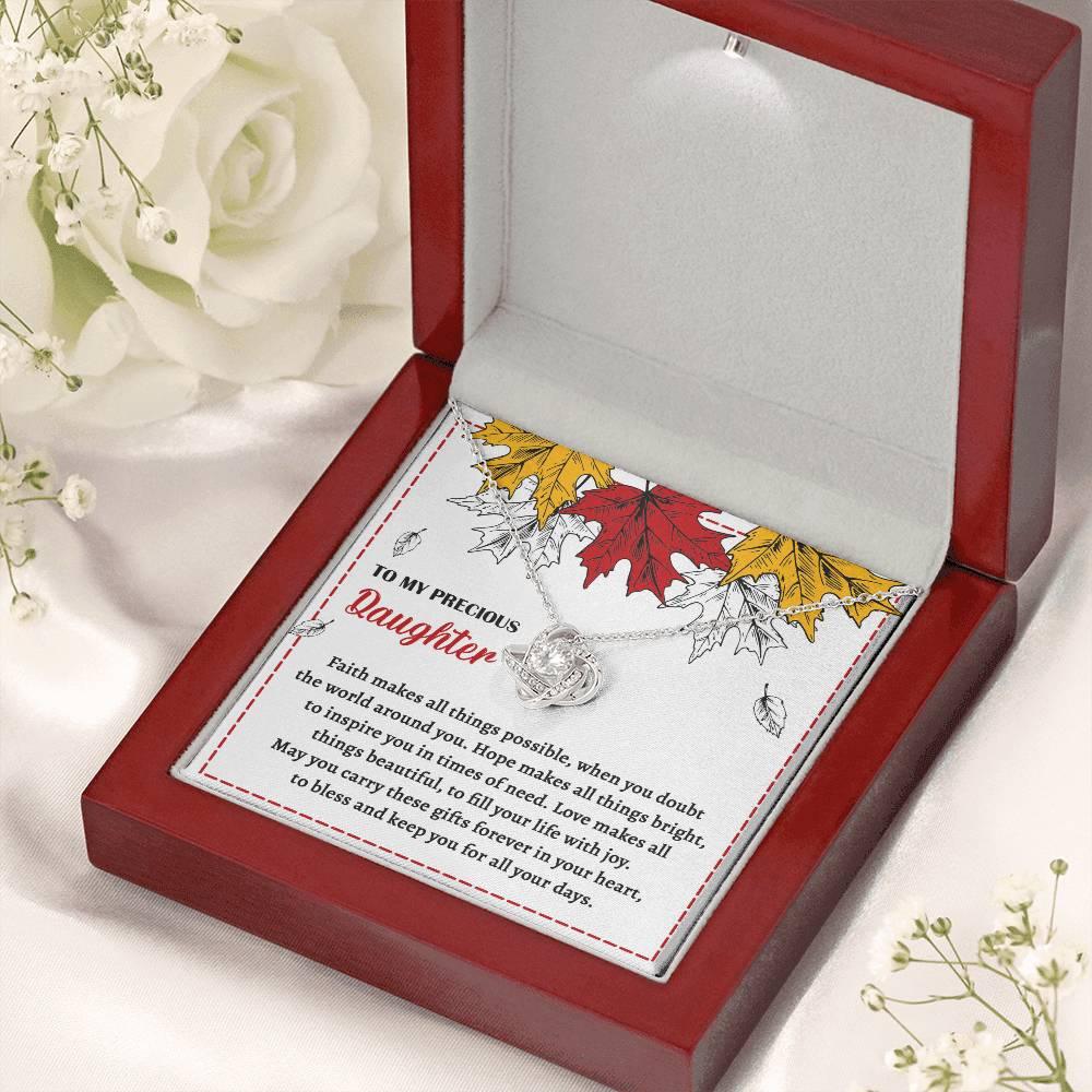 Daughter - Fill Your Life - Love Knot Pendant Necklace - Mallard Moon Gift Shop