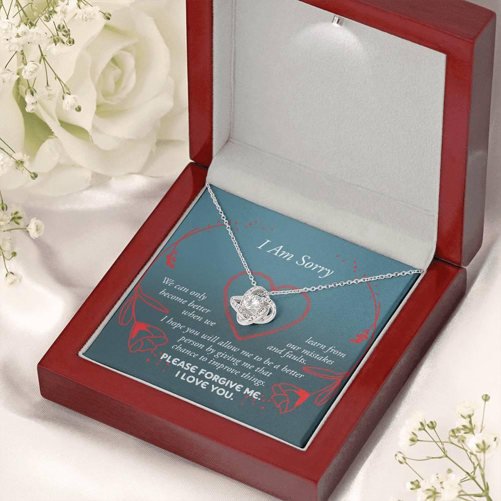 Apology Gift for Girlfriend, Wife, Soulmate - Sorry, Mistakes And Faults - Love Knot Pendant Necklace - Mallard Moon Gift Shop