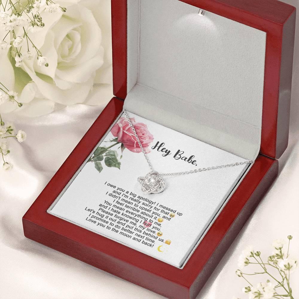 Apology Gift - I'm Sorry, Please Forgive Me, Let's Hug It Out - Love Knot Pendant Necklace - Mallard Moon Gift Shop