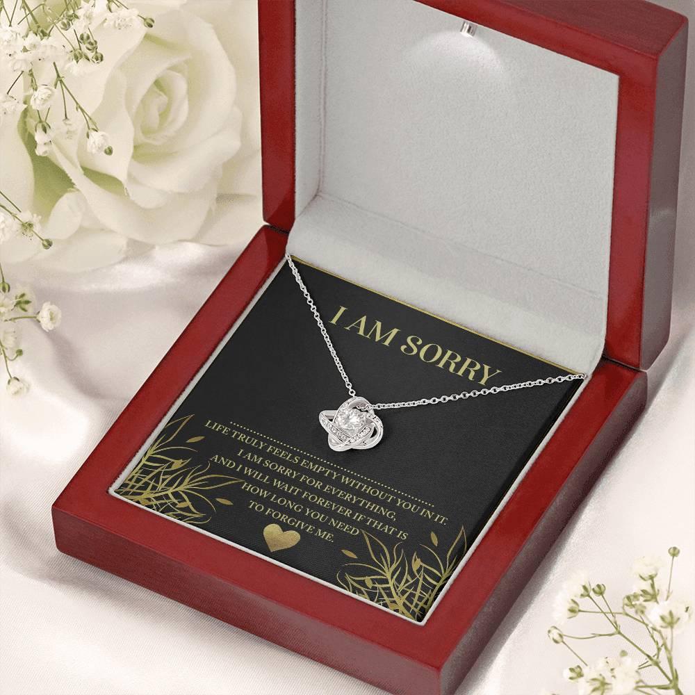 Apology Gift for Girlfriend, Wife, Soulmate - Sorry, Without You - Love Knot Pendant Necklace - Mallard Moon Gift Shop