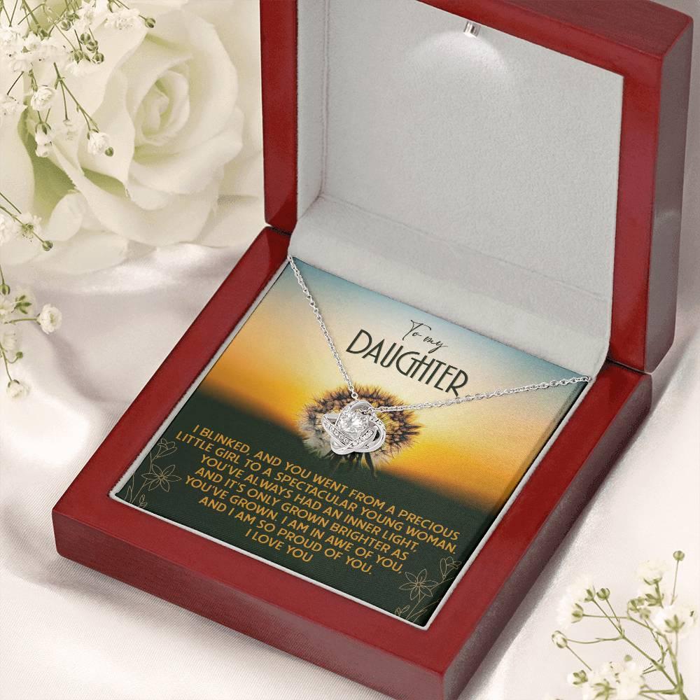 Daughter - Grown Brighter - Love Knot Pendant Necklace - Mallard Moon Gift Shop