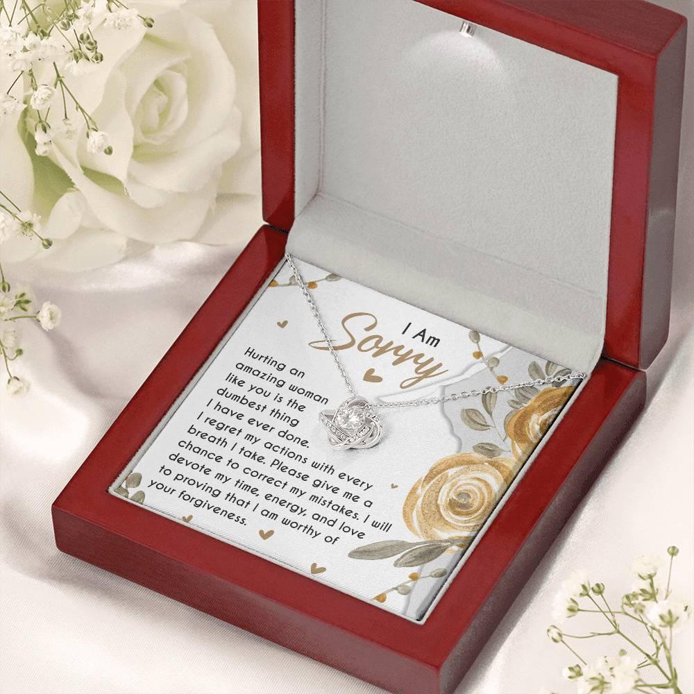 Apology Gift for Girlfriend, Wife, Soulmate - Sorry, Amazing Woman - Love Knot Pendant Necklace - Mallard Moon Gift Shop