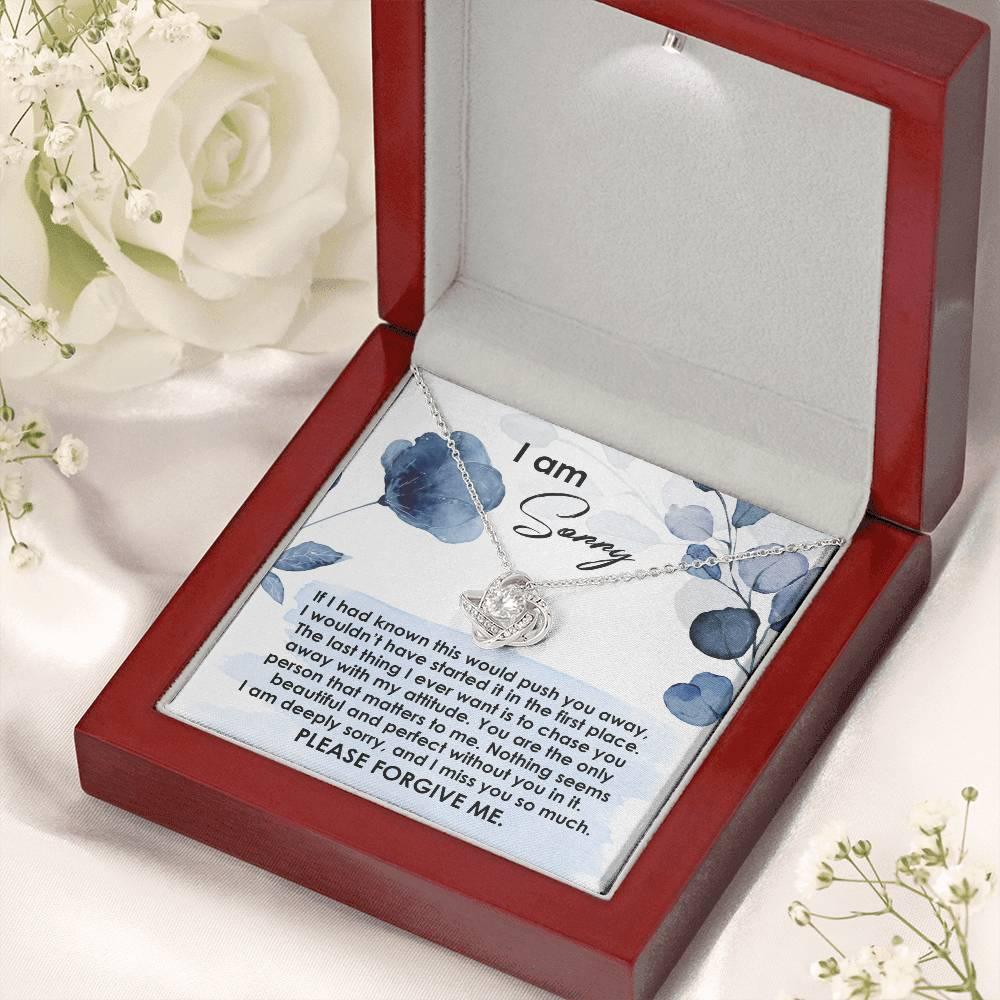 Apology Gift for Girlfriend, Wife, Soulmate - Sorry, Push You Away - Love Knot Pendant Necklace - Mallard Moon Gift Shop