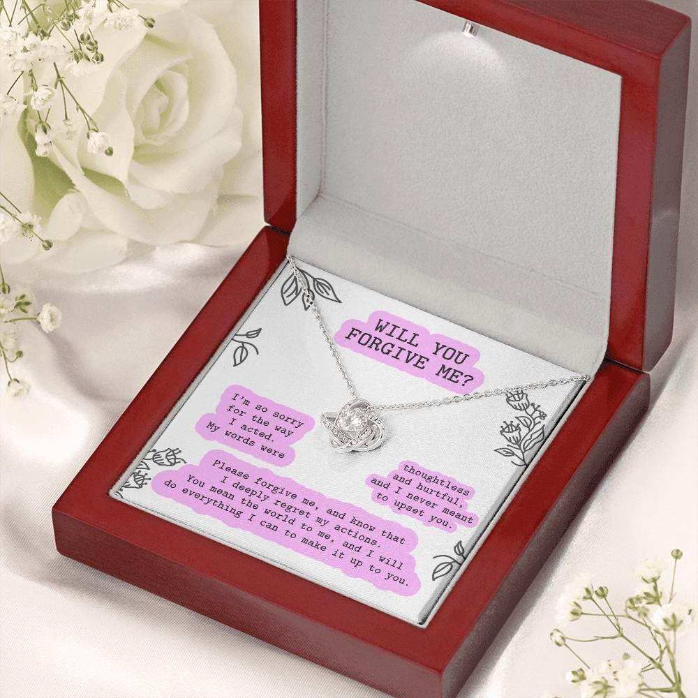 Apology Gift for Girlfriend, Wife, Soulmate - Sorry, Never Meant To Upset You - Love Knot Pendant Necklace - Mallard Moon Gift Shop