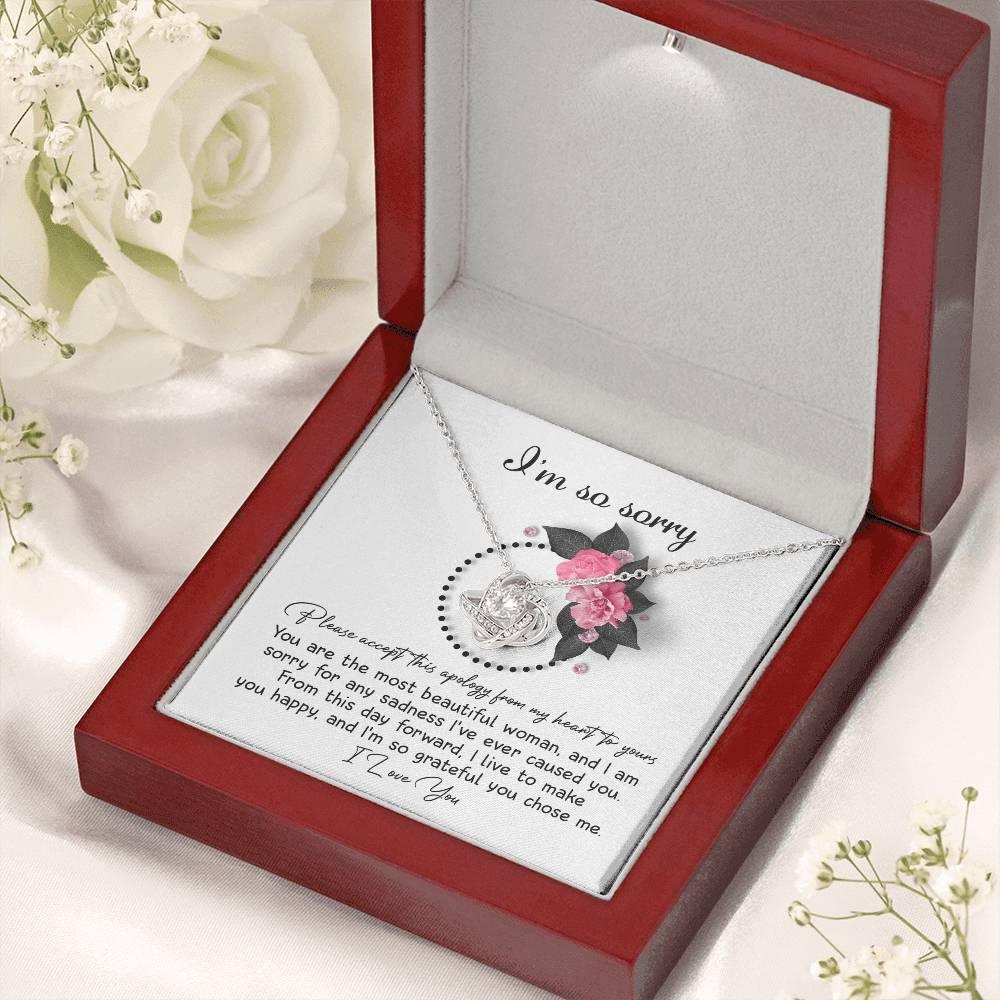 Apology Gift for Girlfriend, Wife, Soulmate - Sorry, Make You Happy - Love Knot Pendant Necklace - Mallard Moon Gift Shop