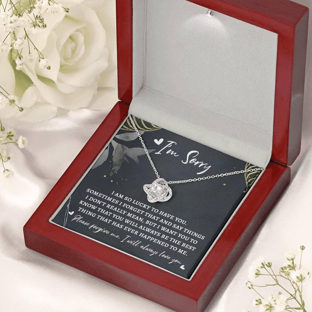 Apology Gift for Girlfriend, Wife, Soulmate - Sorry, The Best Thing - Love Knot Pendant Necklace - Mallard Moon Gift Shop