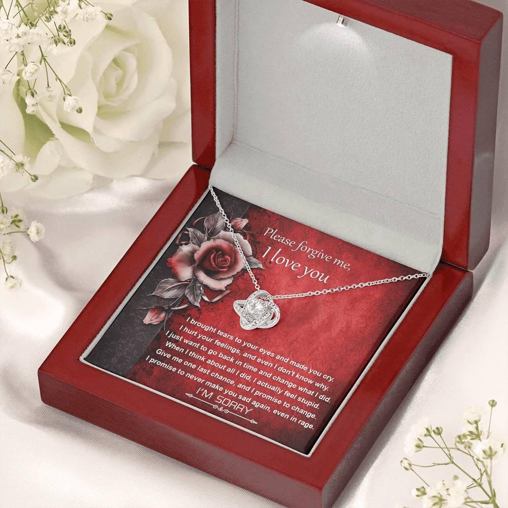 Apology Gift for Girlfriend, Wife, Soulmate - Sorry, One Last Chance - Love Knot Pendant Necklace - Mallard Moon Gift Shop