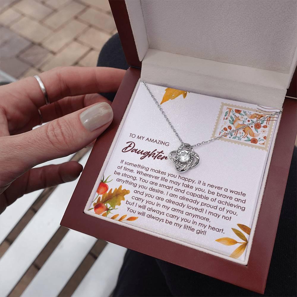 Daughter - Makes You Happy - Love Knot Pendant Necklace - Mallard Moon Gift Shop