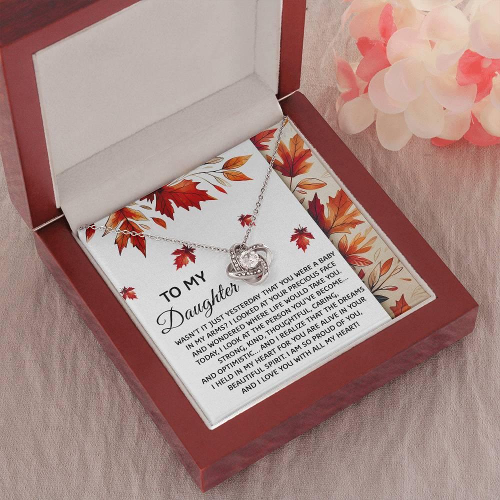 Daughter - You Were A Baby - Love Knot Pendant Necklace - Mallard Moon Gift Shop