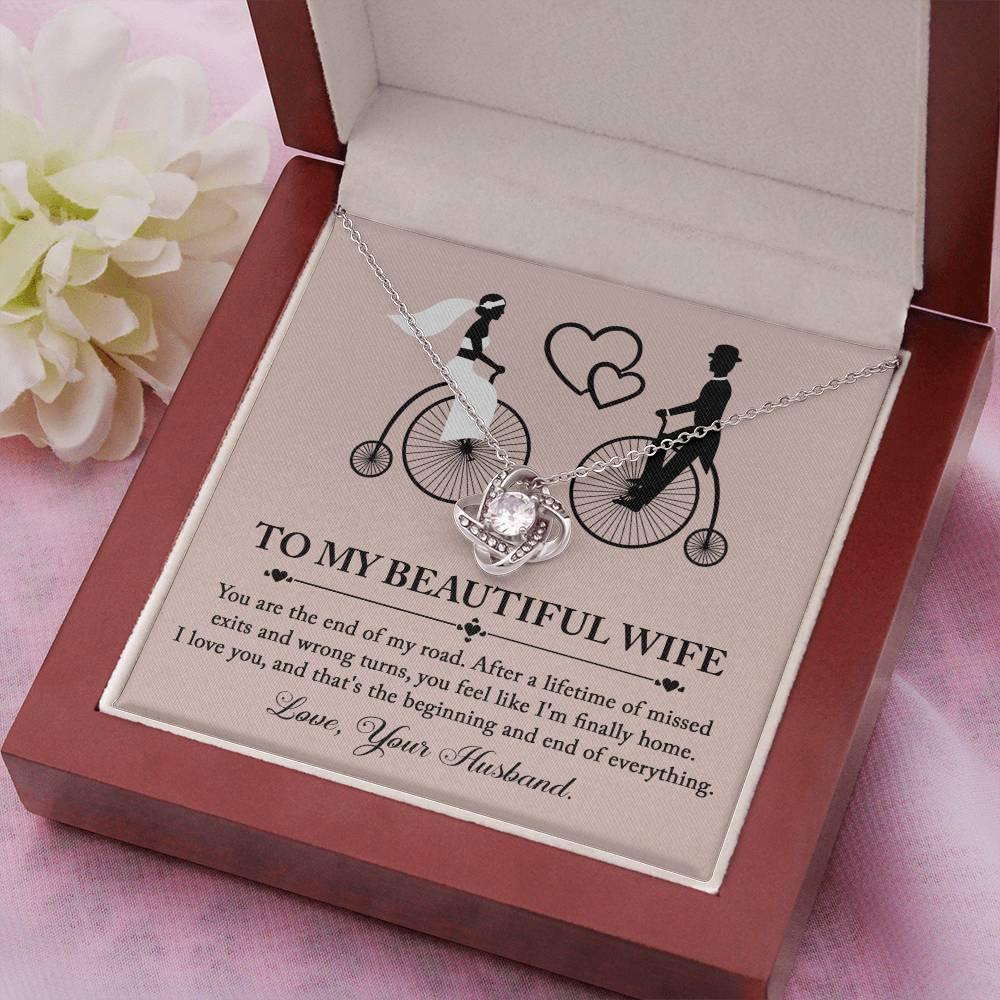 Wife Wedding Day Gift - I'm Finally Home Love Knot Pendant Necklace - Mallard Moon Gift Shop