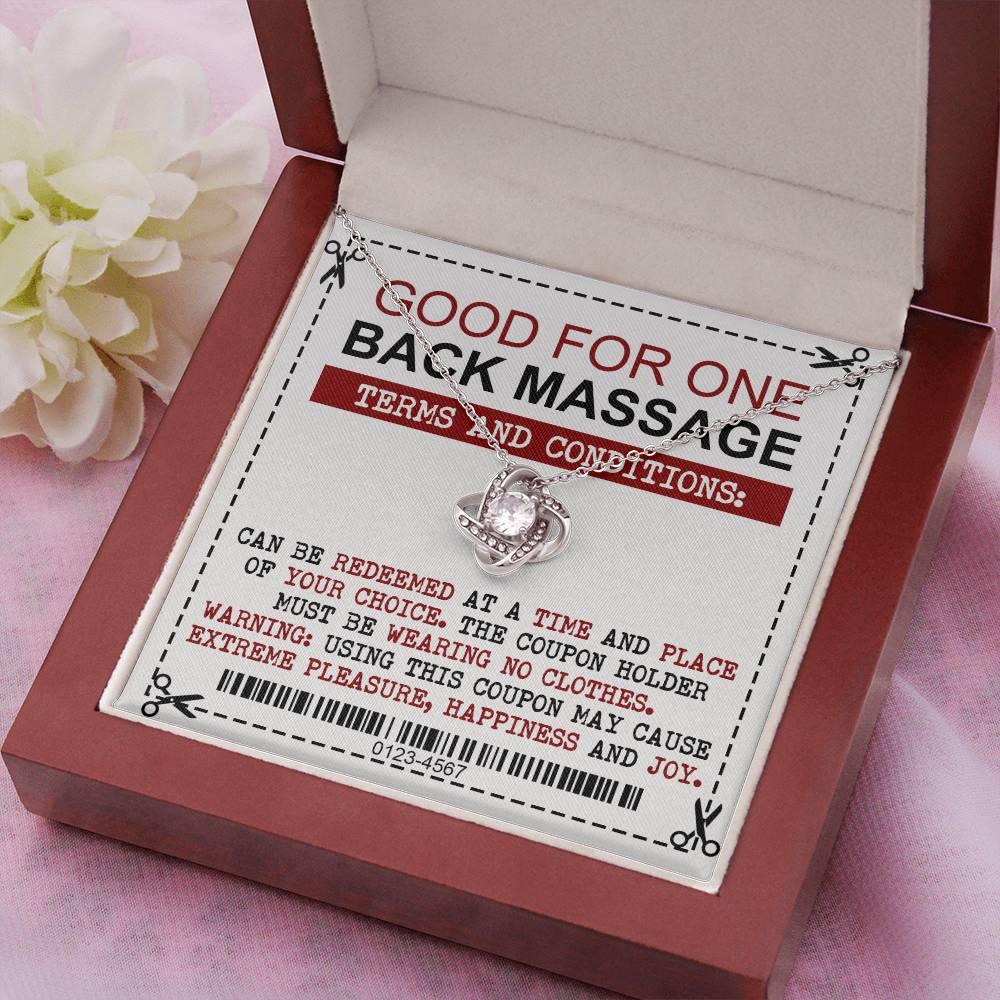 Gift for Wife Back Massage Coupon Love Knot Pendant Necklace - Mallard Moon Gift Shop