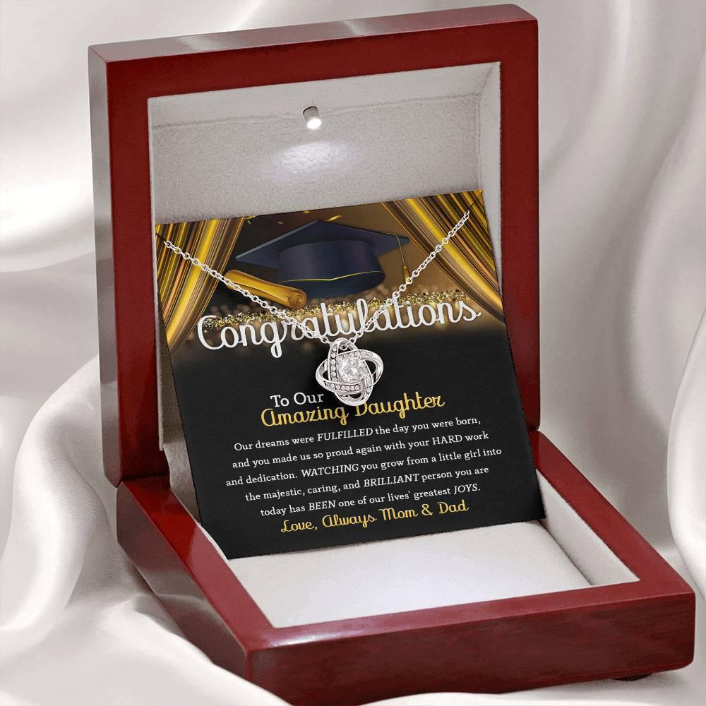 Daughter Graduation Jewelry Necklace with Message Card from Mom and Dad - You Made Us So Proud - Mallard Moon Gift Shop