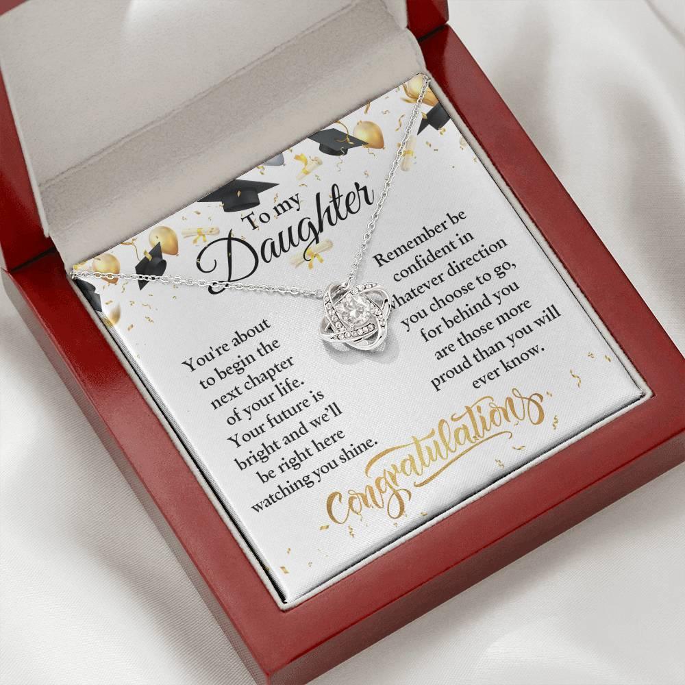 Daughter Congratulations on Your Graduation Your Future is Bright Love Knot Pendant Necklace - Mallard Moon Gift Shop