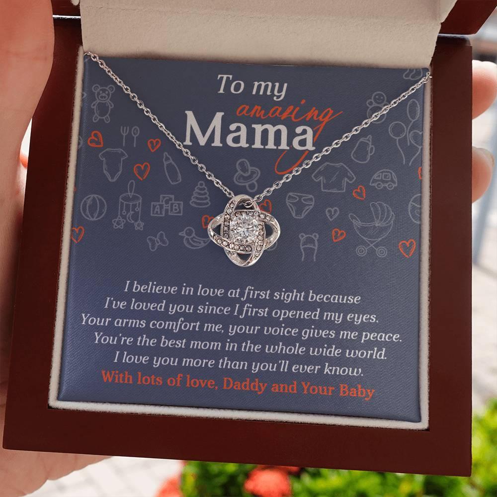 Mom To Be-At First Sight To My Mom - Love Knot Necklace - Mallard Moon Gift Shop