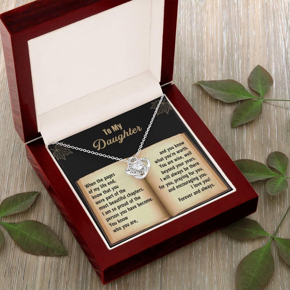 Daughter - Beyond Your Years - Love Knot Pendant Necklace - Mallard Moon Gift Shop