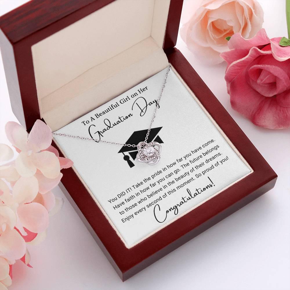 Graduation Gift For Her To A Beautiful Girl Congratulations Love Knot Pendant Necklace - Mallard Moon Gift Shop