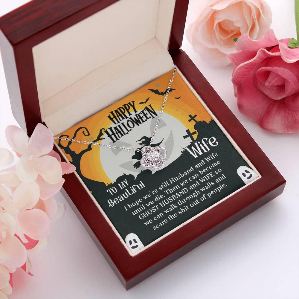 Wife Happy Halloween - Ghost Husband and Wife - Love Knot Necklace - Mallard Moon Gift Shop