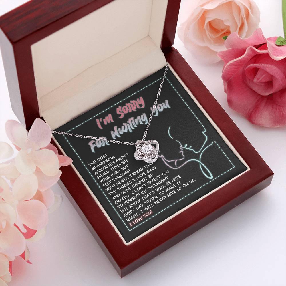 Apology Gift for Girlfriend, Wife, Soulmate - Sorry, Never Give Up -Love Knot Pendant Necklace - Mallard Moon Gift Shop