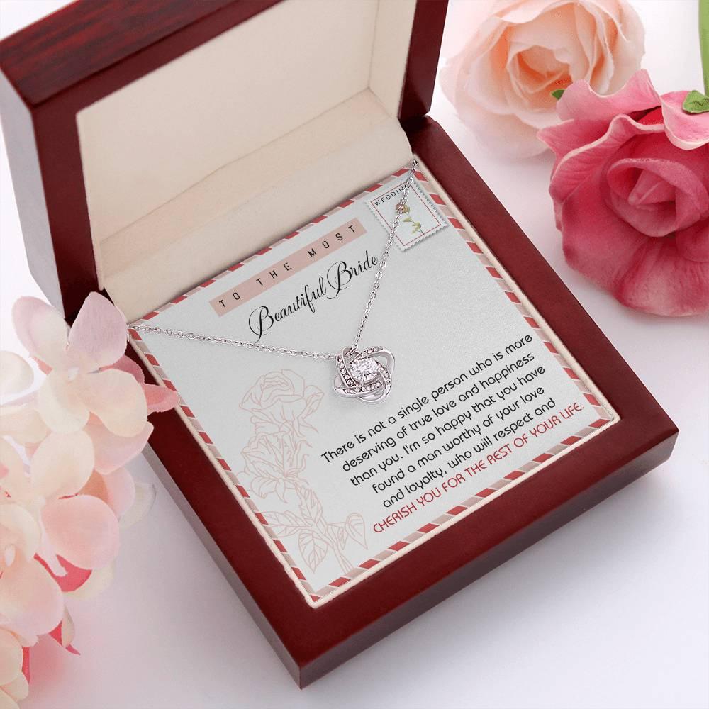 To The Beautiful Bride Wedding Gift Love Knot Pendant Necklace - Mallard Moon Gift Shop