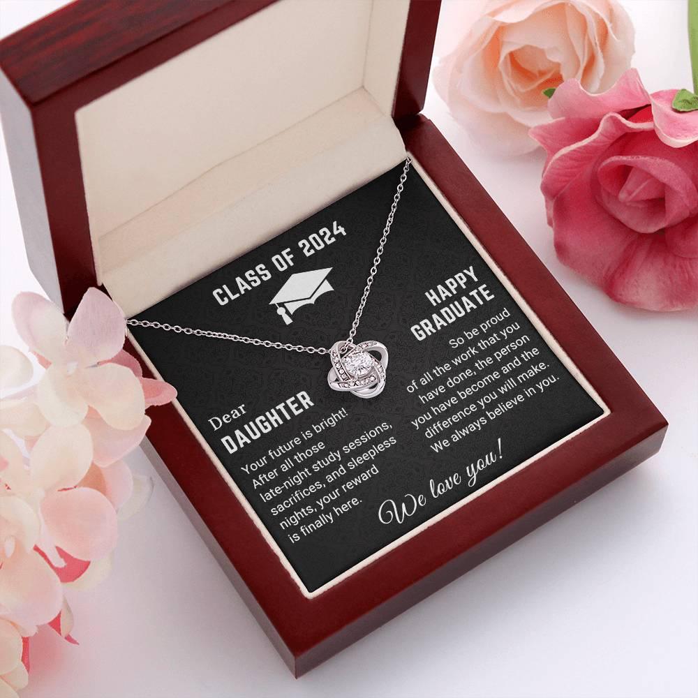 Dear Daughter Your Future is Bright Graduation Class of 2024 Love Knot Pendant Necklace - Mallard Moon Gift Shop