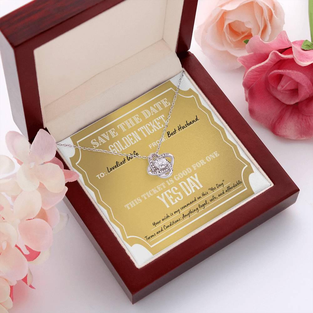 Wife Wedding Day Gift - Golden Ticket - Love Knot Pendant Necklace - Mallard Moon Gift Shop