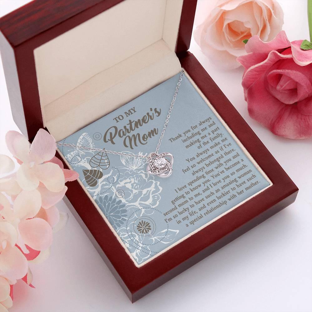 To My Partner's Mom You Make Me Feel Welcomed Love Knot Pendant Necklace - Mallard Moon Gift Shop