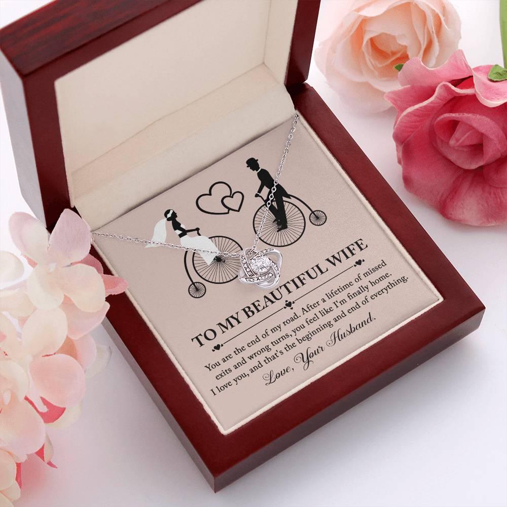 Wife Wedding Day Gift - I'm Finally Home Love Knot Pendant Necklace - Mallard Moon Gift Shop