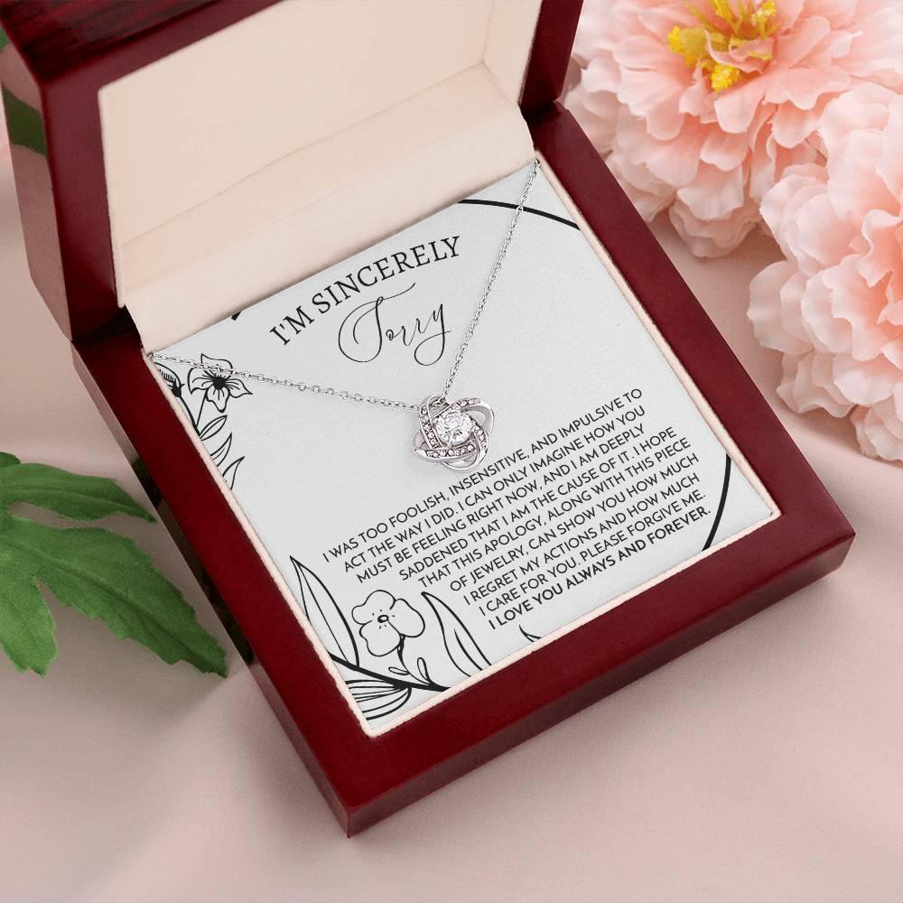 Apology Gift for Girlfriend, Wife, Soulmate -Sorry, Care For You - Love Knot Pendant Necklace - Mallard Moon Gift Shop
