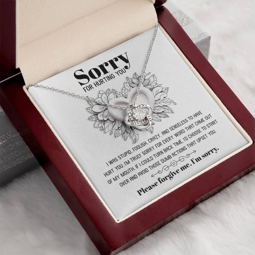 Apology Gift for Girlfriend, Wife, Soulmate-Sorry, Turn Back Time - Love Knot Pendant Necklace - Mallard Moon Gift Shop