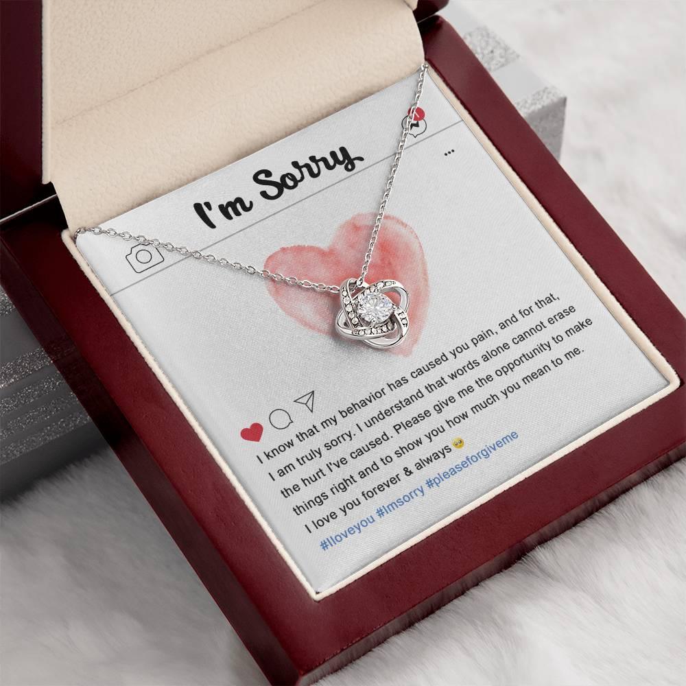 Apology Gift for Girlfriend, Wife, Soulmate - Sorry, Cannot Erase - Love Knot Pendant Necklace - Mallard Moon Gift Shop