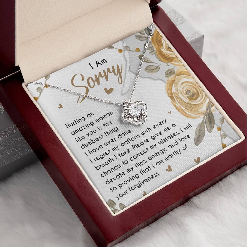 Apology Gift for Girlfriend, Wife, Soulmate - Sorry, Amazing Woman - Love Knot Pendant Necklace - Mallard Moon Gift Shop
