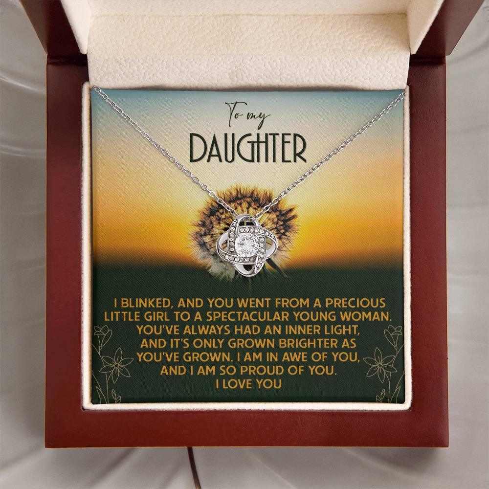Daughter - Grown Brighter - Love Knot Pendant Necklace - Mallard Moon Gift Shop