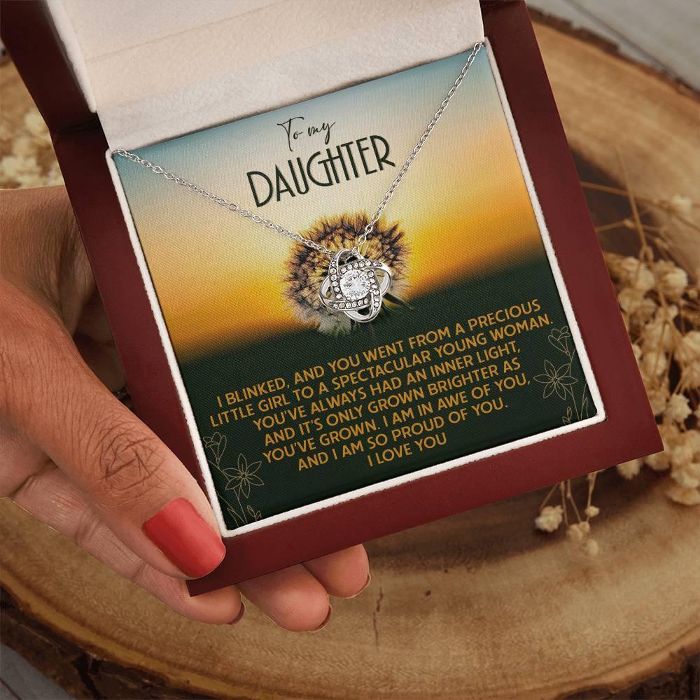 Daughter - Grown Brighter - Love Knot Pendant Necklace - Mallard Moon Gift Shop