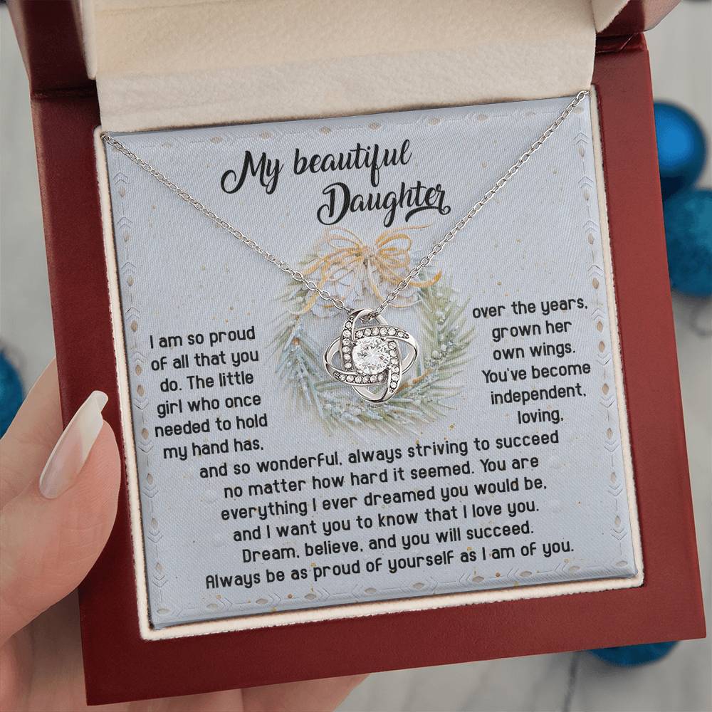 Gift for Daughter - Proud Of Yourself - Love Knot Pendant Necklace - Mallard Moon Gift Shop