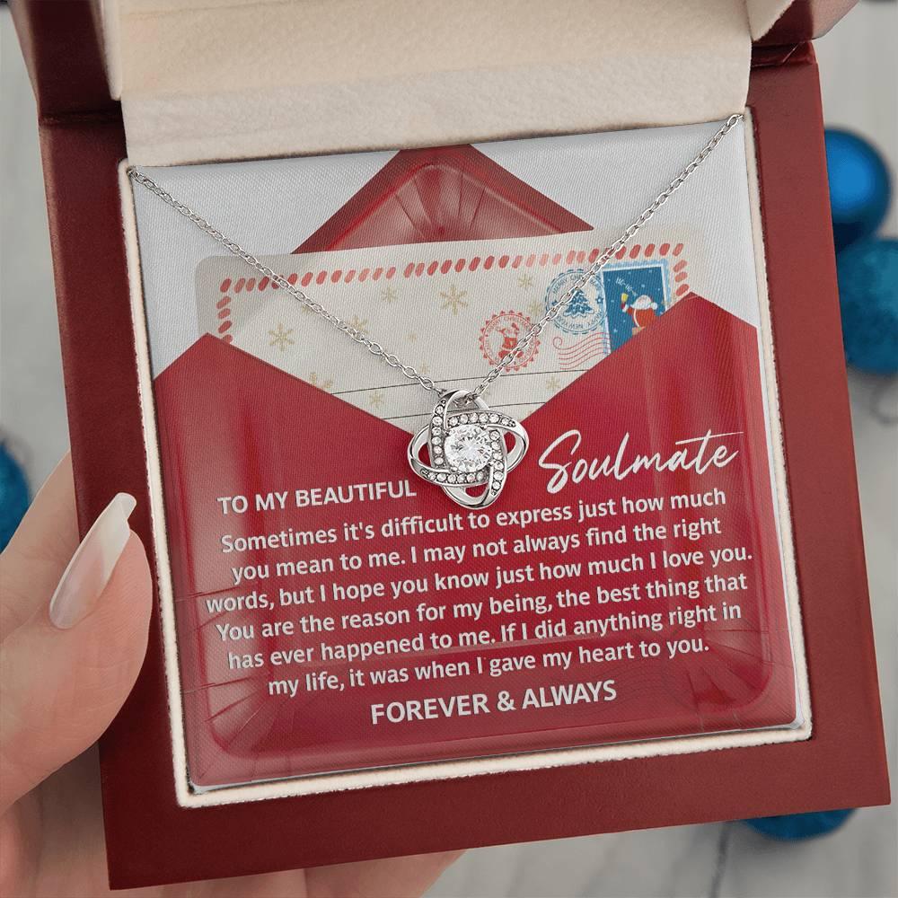 Gift for Soulmate - Right Words - Love Knot Pendant Necklace - Mallard Moon Gift Shop